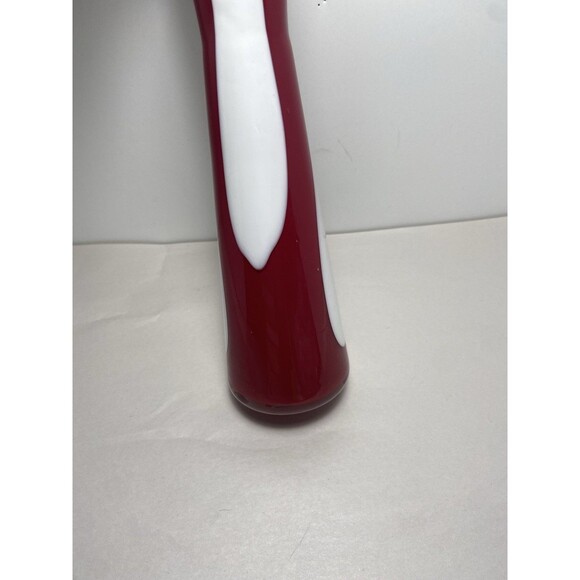 Pier 1 Bright Red and White Cased Glass Vase Hand Blown Stretched 11" Tall - Picture 5 of 8